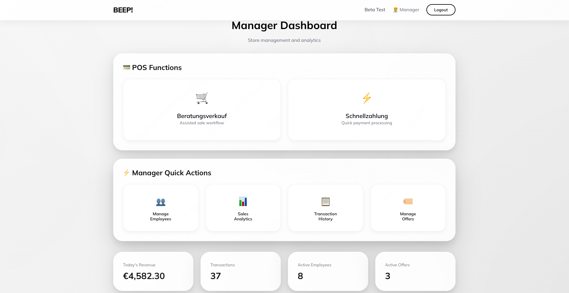 BEEP! Händler Dashboard